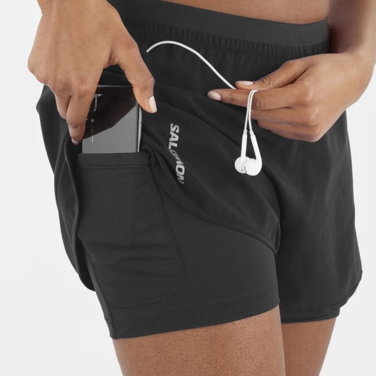 Salomon Cross 2in1 Women's Running Shorts Black | CA 64R92